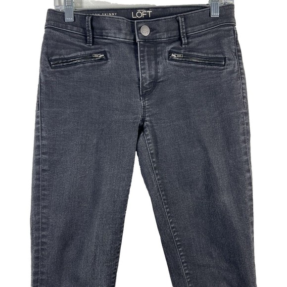 Loft Jeans Women's Modern Skinny Ankle Black Zip Ankle Size 27/4 - Picture 3 of 16